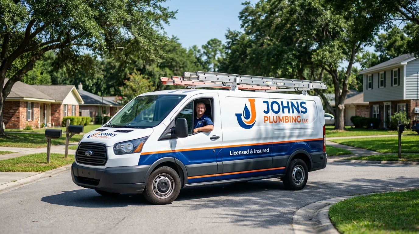 Johns Plumbing LLC service van in Stone Ridge, NY